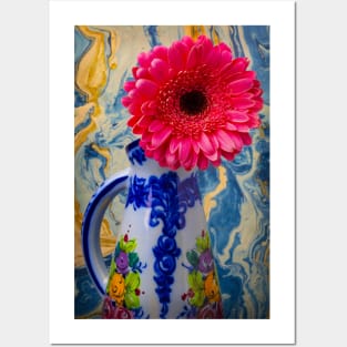 Pink Daisy In Porcelain Pitcher Posters and Art